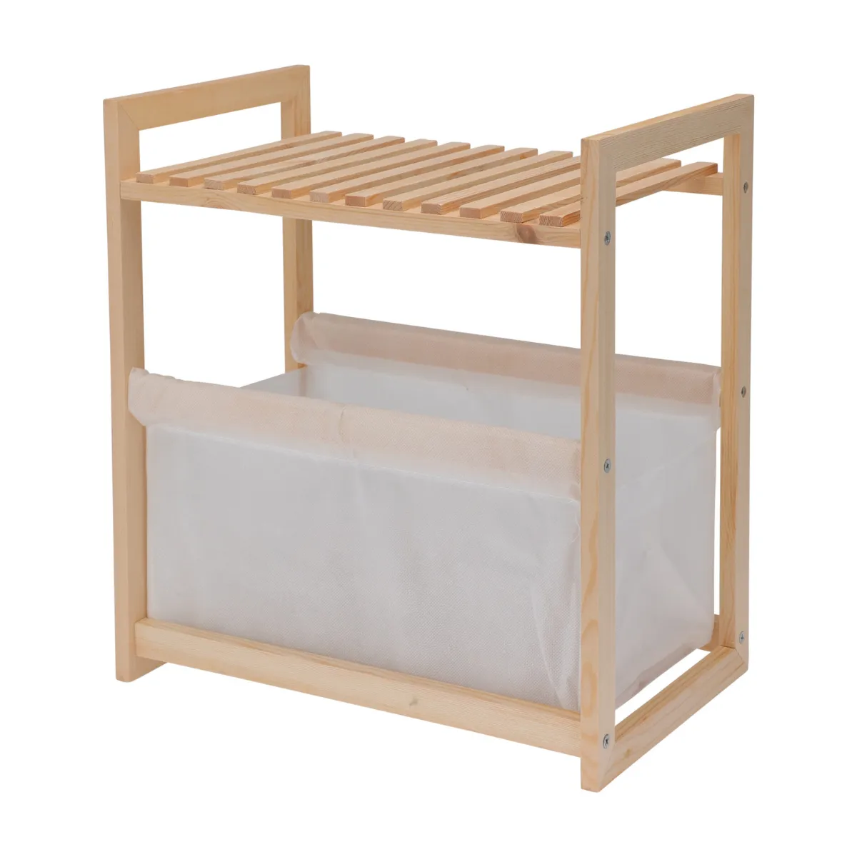 Solid Pine Wood | Mini Storage Rack & Organizer with Fabric Bag