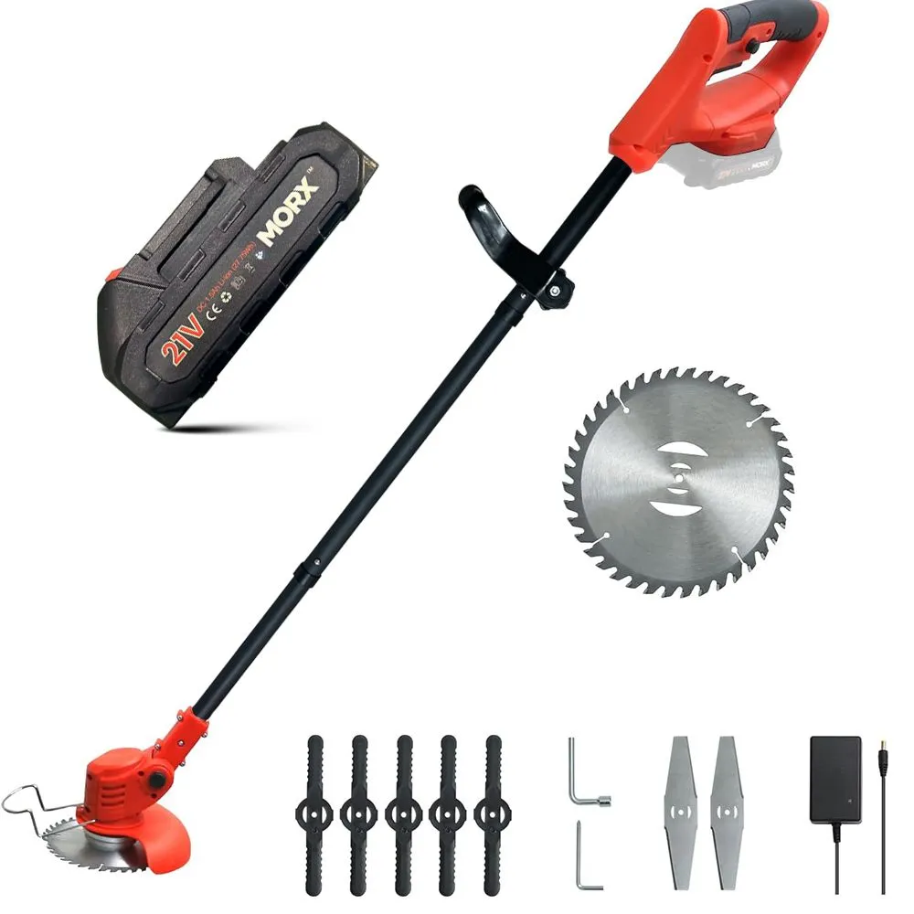 Morx 21V Cordless Foldable String Trimmer with 2 x 1500mAh Batteries
