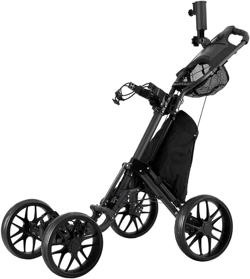 4-Wheel Foldable Golf Push Cart Lightweight Golf Trolley Easy Storage