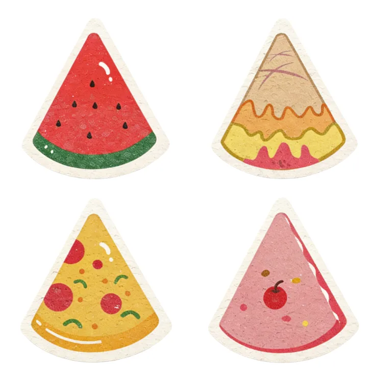 4-Piece Set of Cartoon Printed Compressed Sponge Dishwashing Wipes