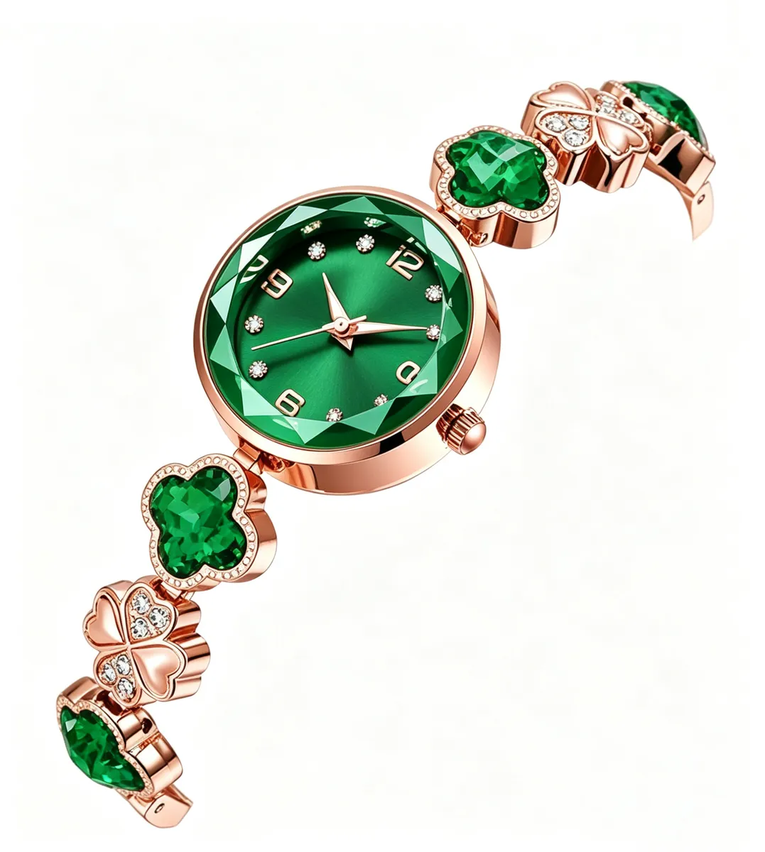 Women's Bracelet Watch,Ladies Stainless Steel Luminous Waterproof DateWrist - Green Gold