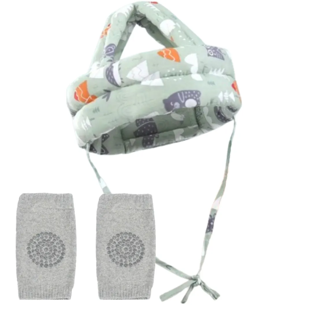 Baby Toddler Head Protective Cap & Non Slip Knee Pads Set