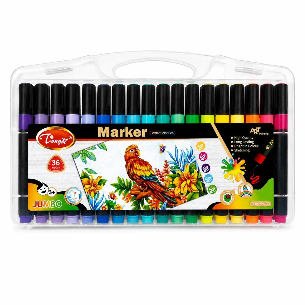 36 Colour Jumbo Washable Marker Set in Carry Case for Kids & Artists