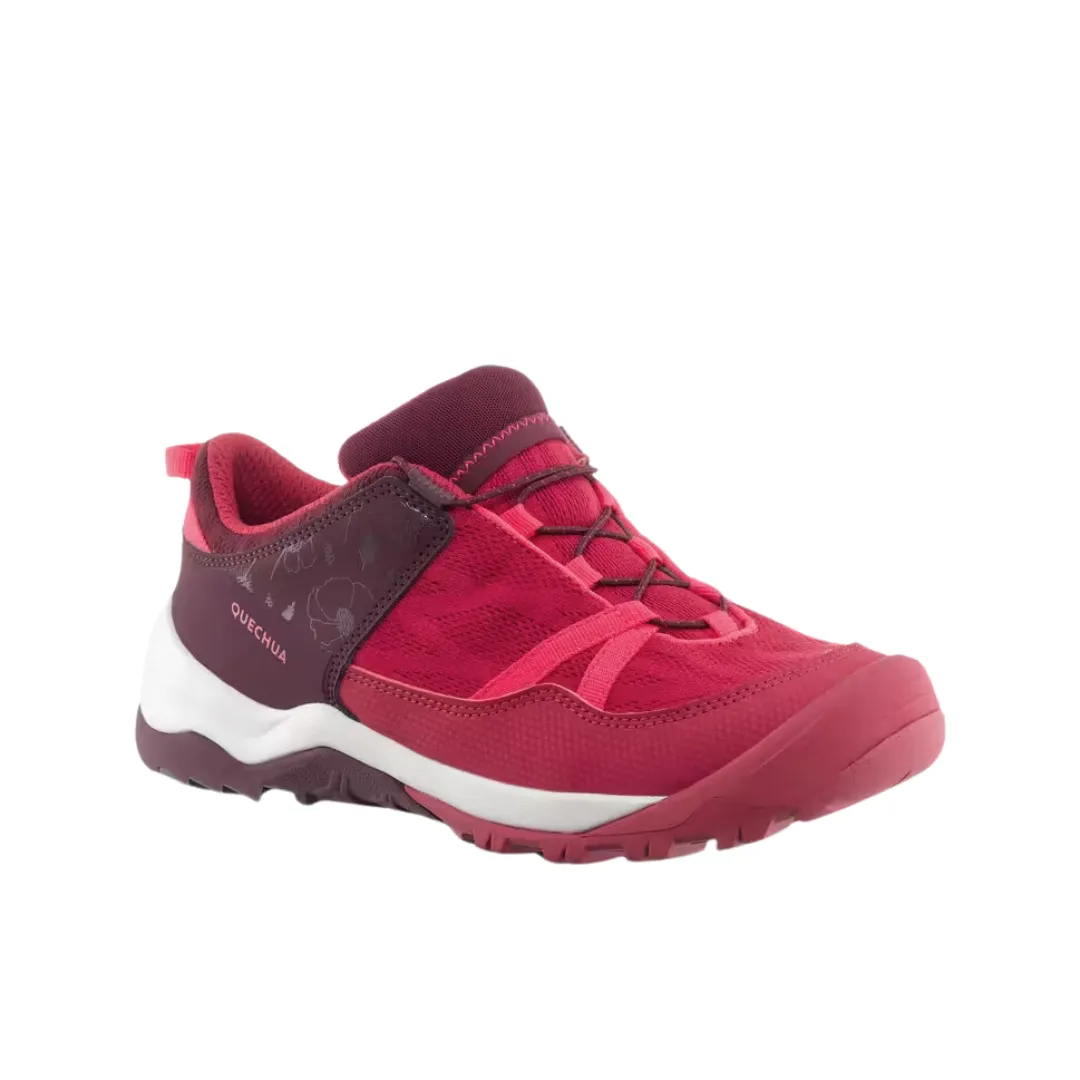 Quechua Kids' Hiking Shoes with Quick Lacing - Sizes 2 to 5 - Burgundy