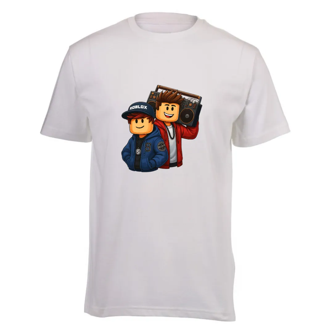 Kids White Short Sleeve T-shirt - Roblox Music Jam