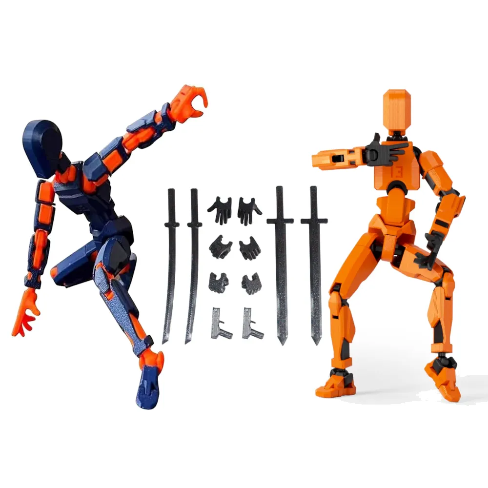 Titan 13 Dummy Multi-jointed Action Figure Movable Animation Robot - 2 Piece - Blue/Orange & Orange