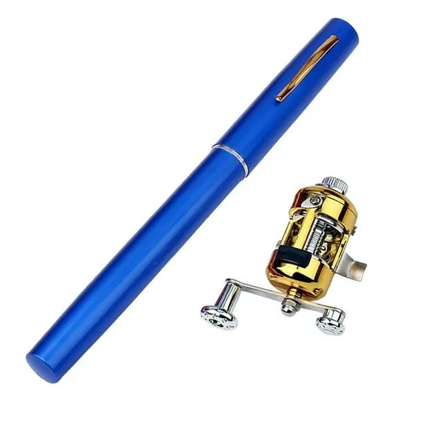 2 in 1 Pen Rod And Reel Pocket Fishing Rod - Blue
