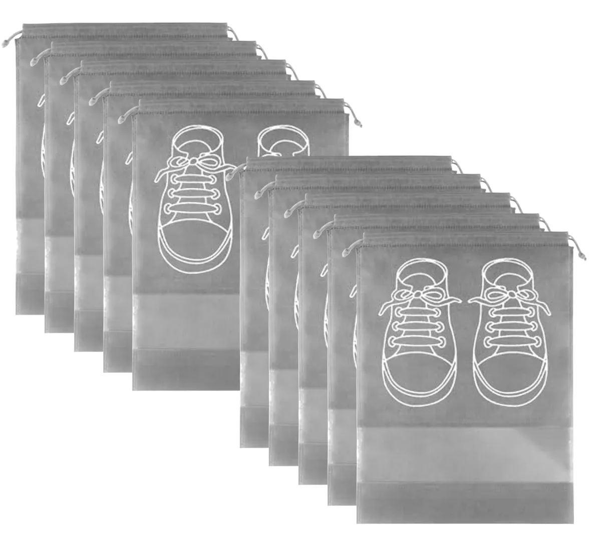 10-Pack Shoe Organizer Bags with Clear Window and Drawstring
