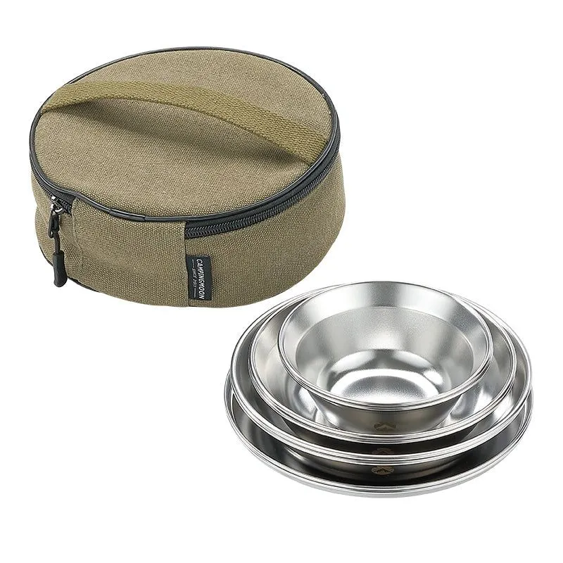 Campingmoon S395-2S Stainless Steel Camping Tableware Set - 8 Piece