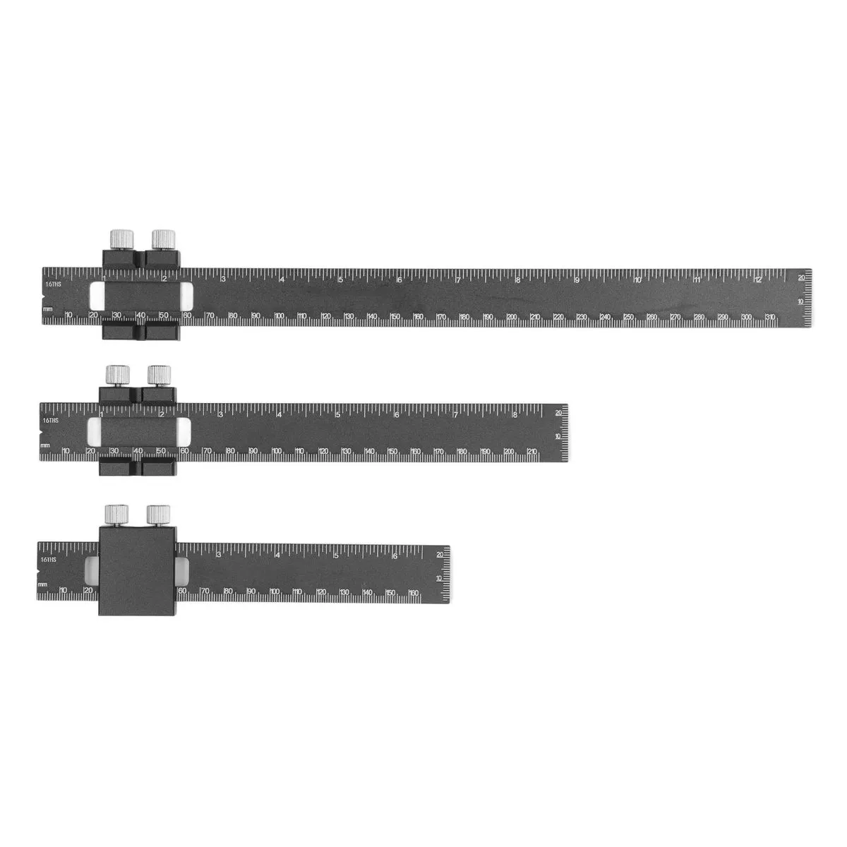 3-Piece Metal T-Track Scribing Rulers (6", 8", 12")