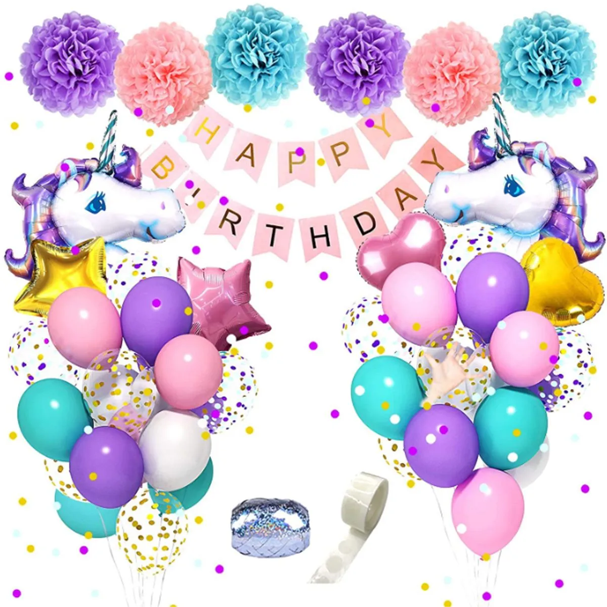 Unicorn Birthday Decorations Foil Unicorn Balloons Confetti Banner Paper
