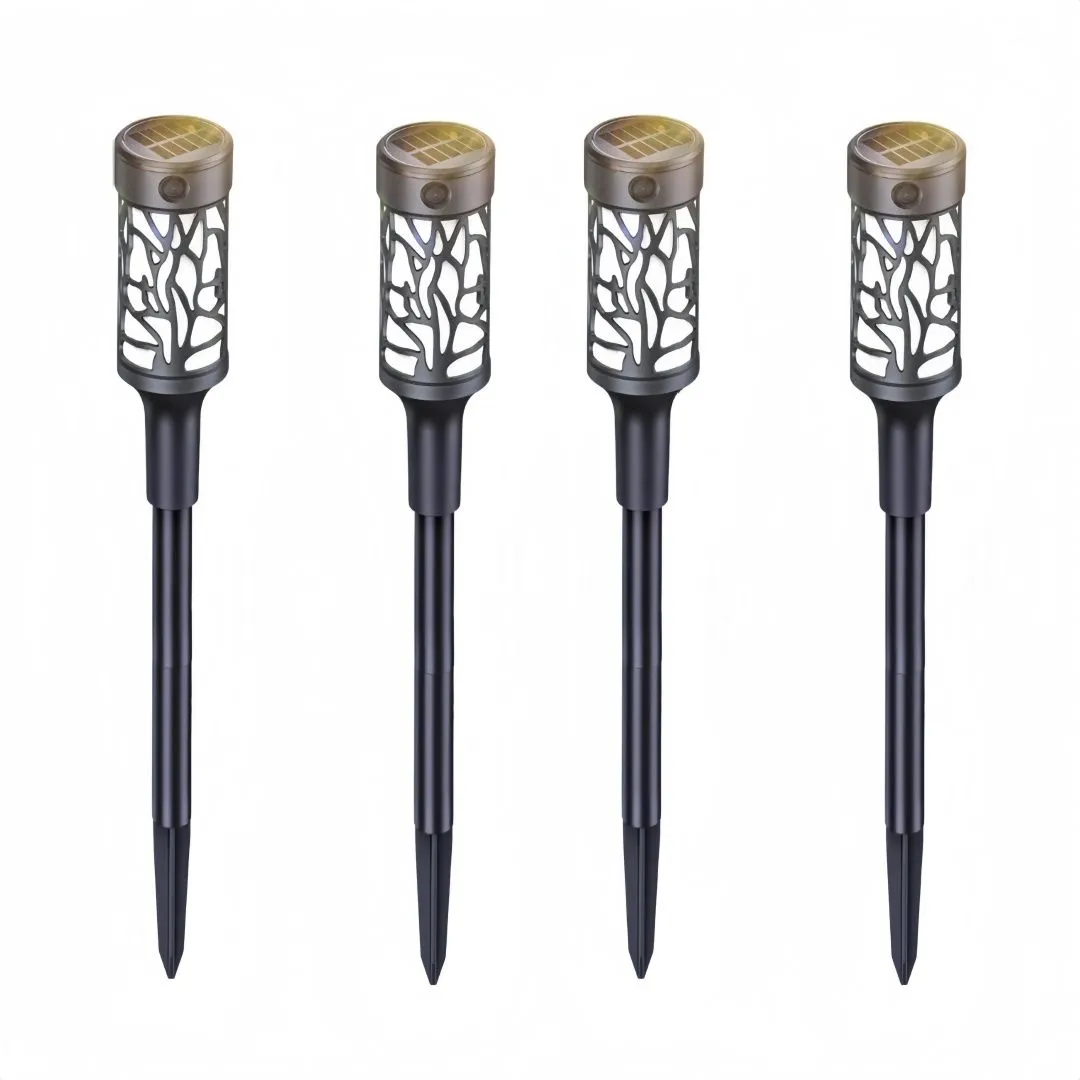4 Pack Solar Outdoor Garden Lights, Flickering Flame Torches Pathway Light