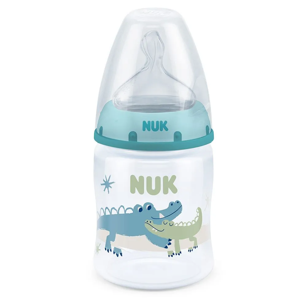 NUK Temperature Control Baby Bottle 150ml 0-6 Months, BPA-Free, Anti-Colic - Crocodile