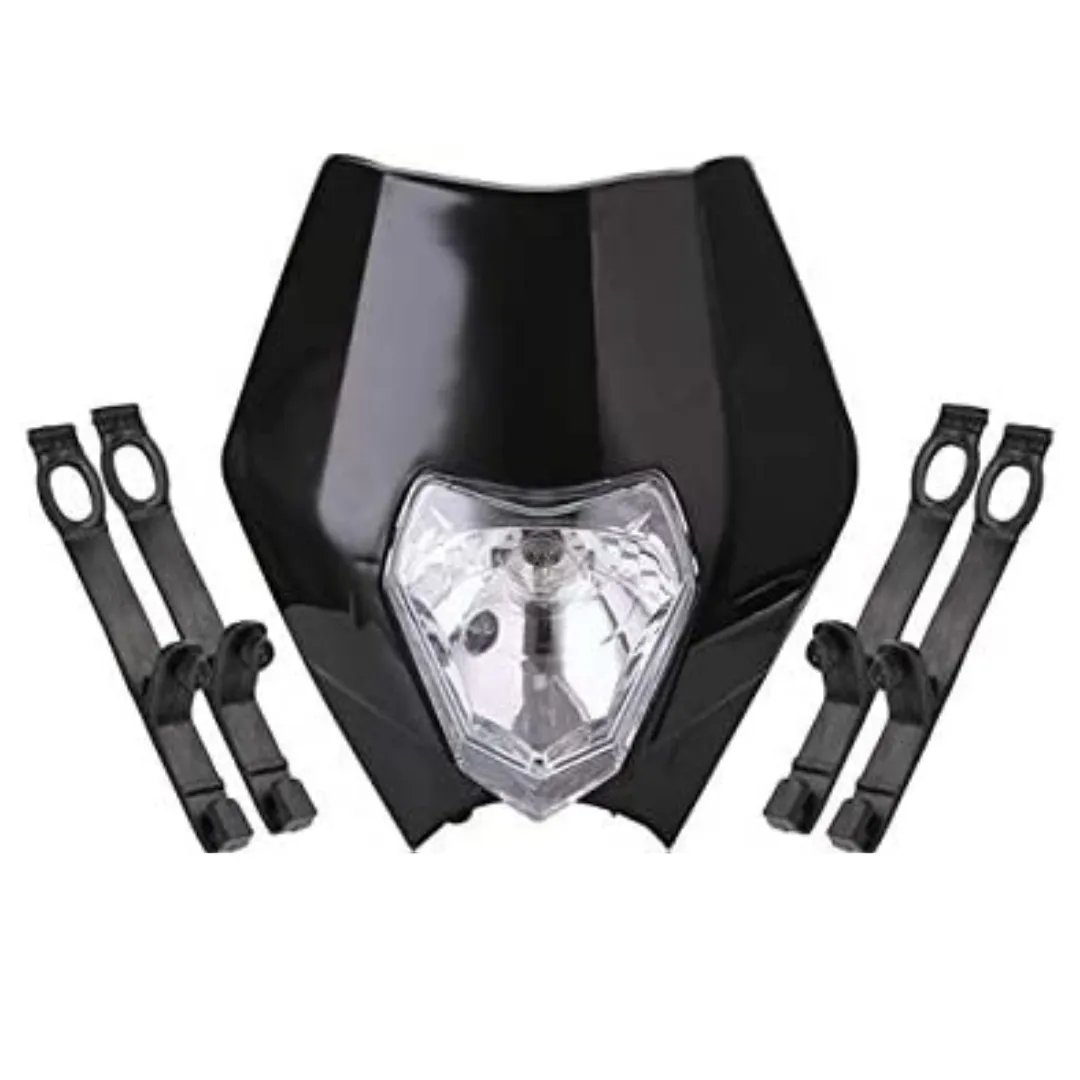 Bulb Motorcycle Headlight - 12v - Black