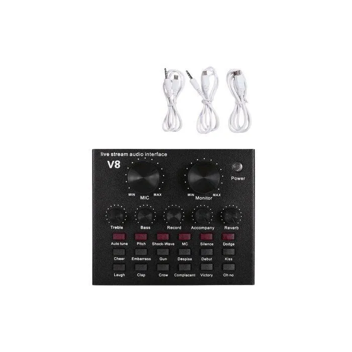 Audio USB External Singing Live Sound Card -V8