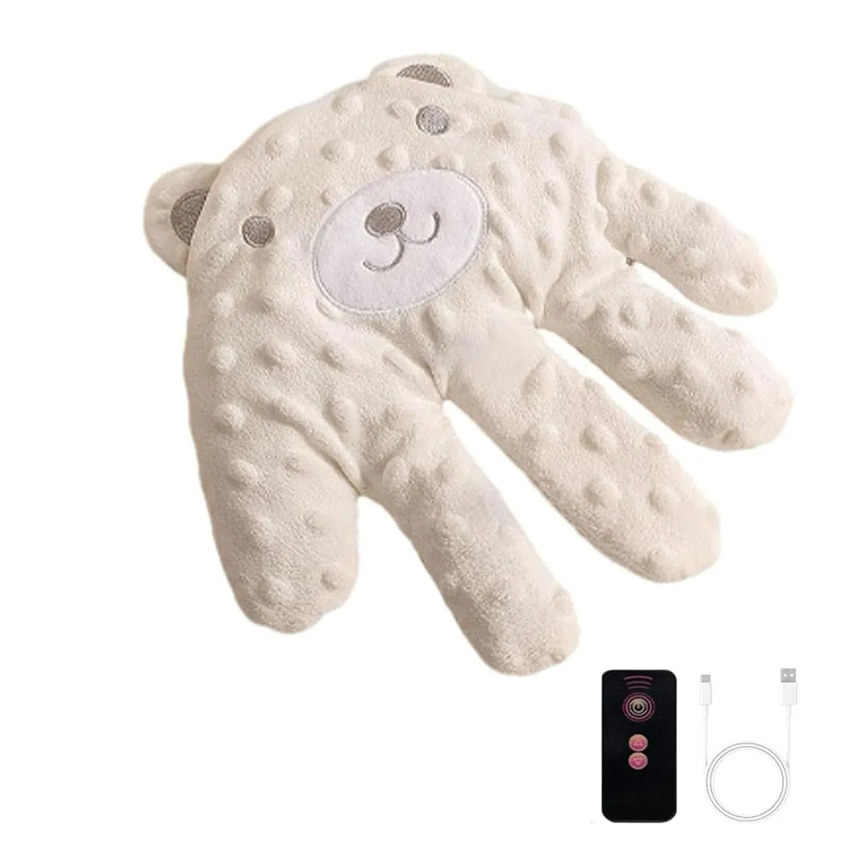 Baby Soothing Pillow - Remote Patting Plush Toy with USB-(White Bear)