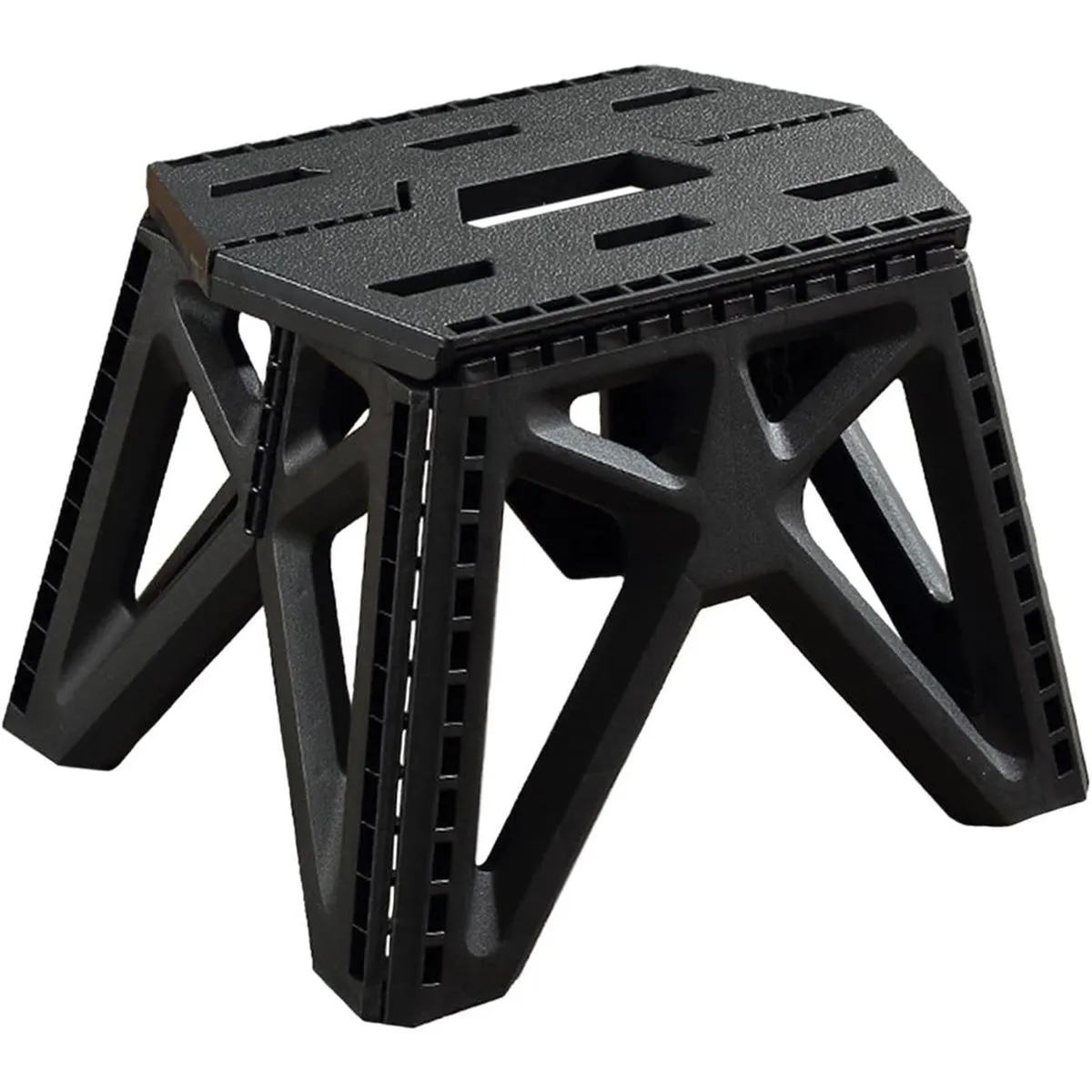 Folding Step Stool Portable Fishing Chair With Handle For Outdoor Camping - Black
