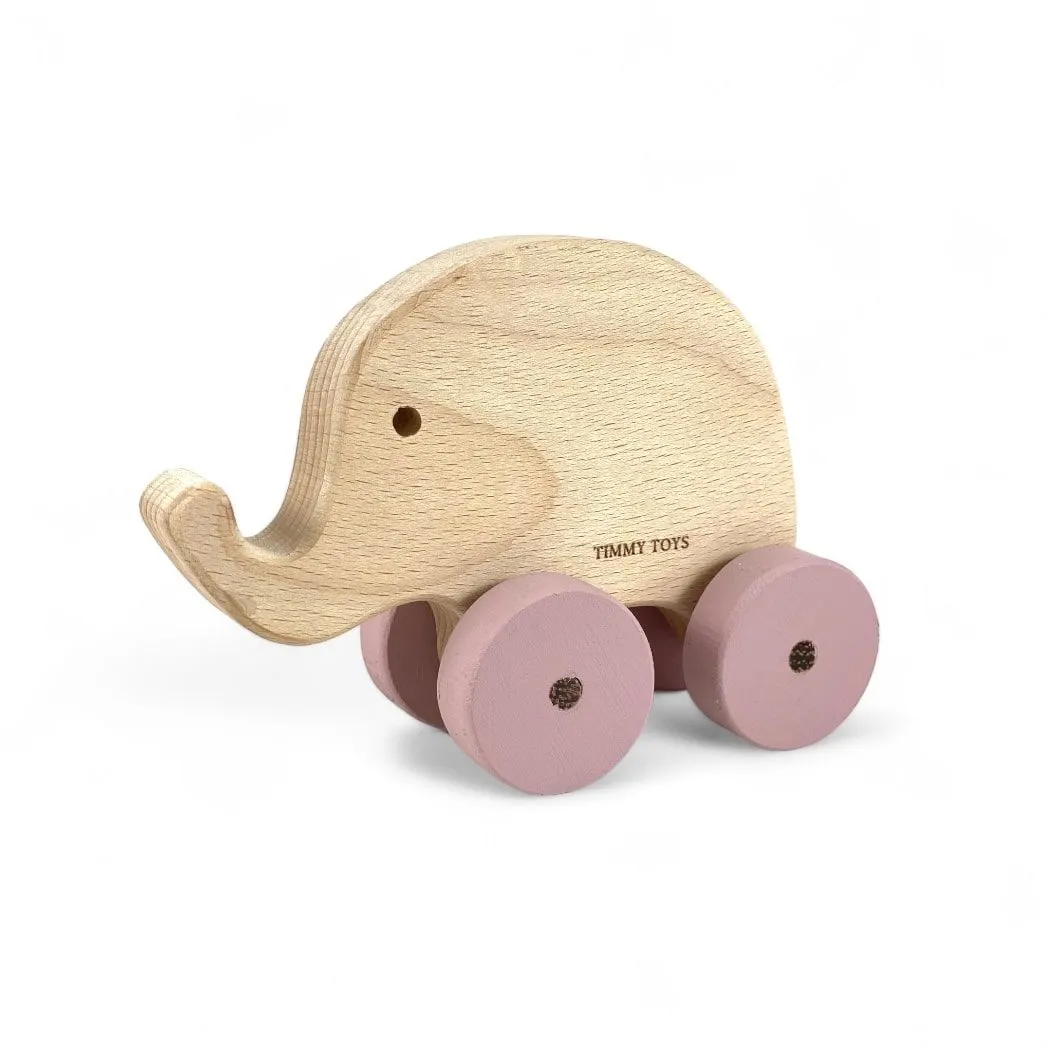 Timmy Toys Wooden Elephant Toy Wheely - Blush Pink