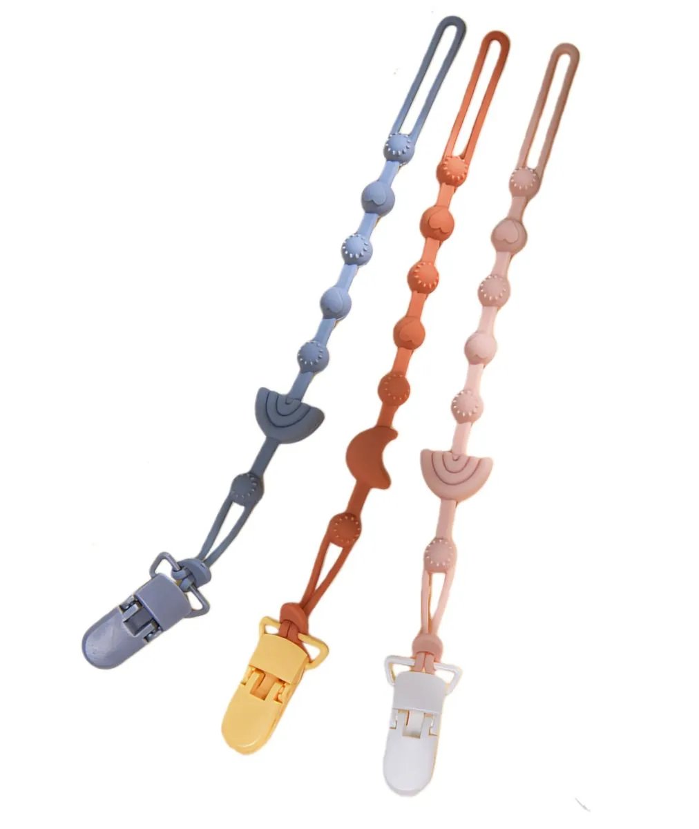 3Pack One Piece Baby Silicone Pacifier Clip Holder Pacifier Chain,Soft