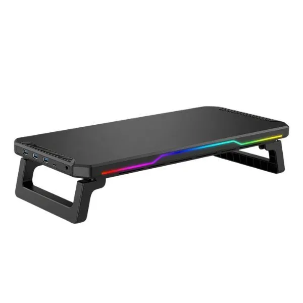 XF00158 Multifunctional RGB Monitor Stand Riser with USB Ports - Black