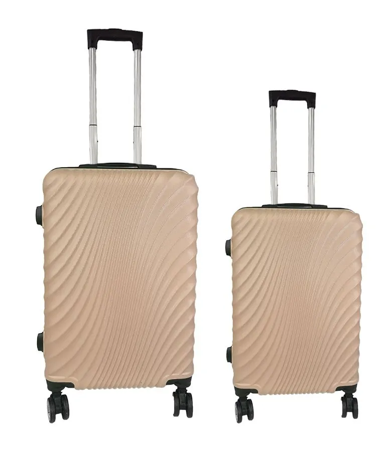 2 Piece Travel Suitcase, Sizes 26'' 22'', Hard Shell With Combo Lock - Gold