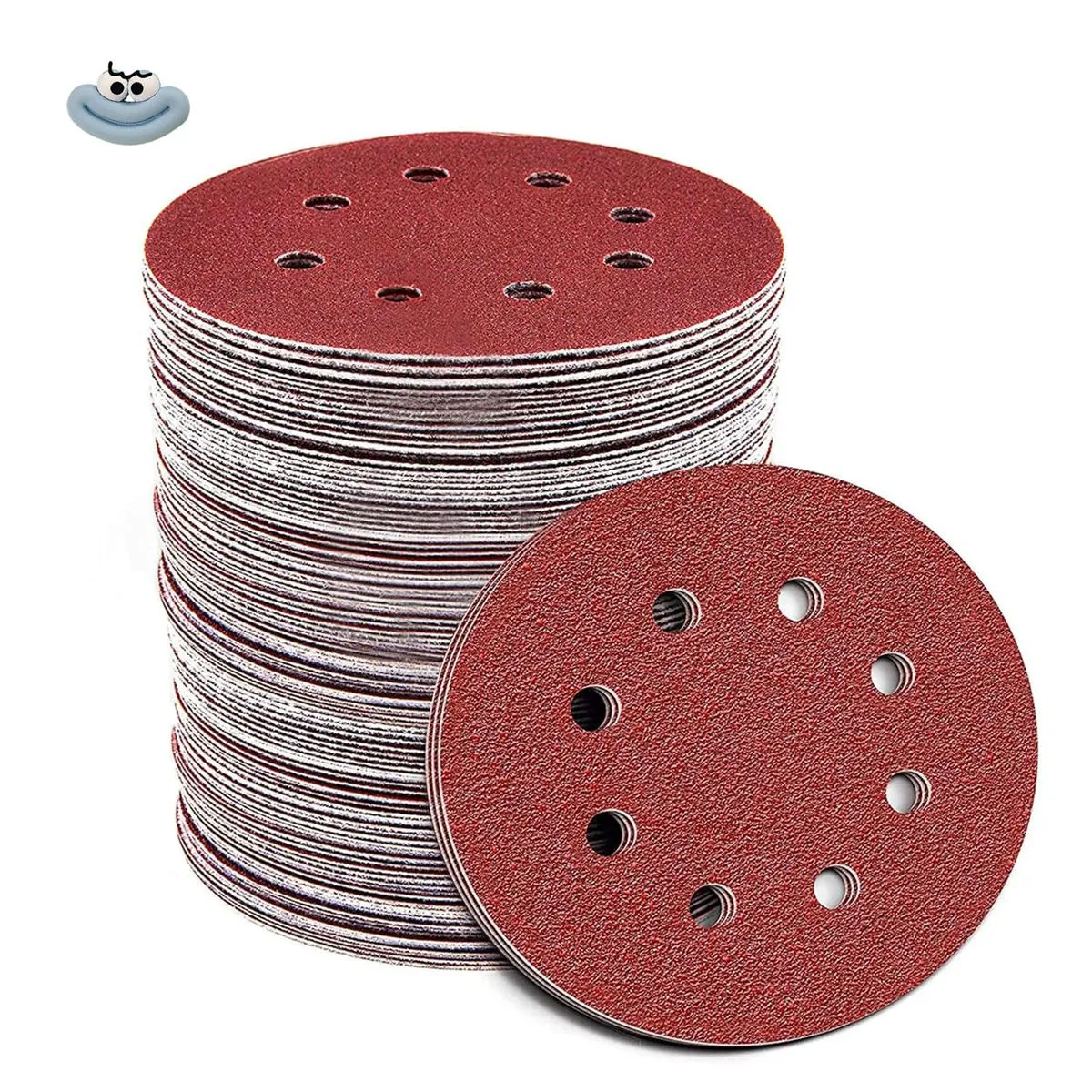100PCS Sanding Discs Set, 5 Inch 8 Holes Abrasive Paper for Rotating Sander