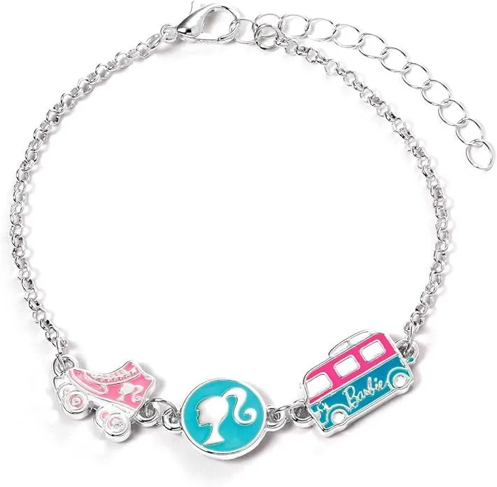 Barbie Charm Bracelet with three enameled fun Charms