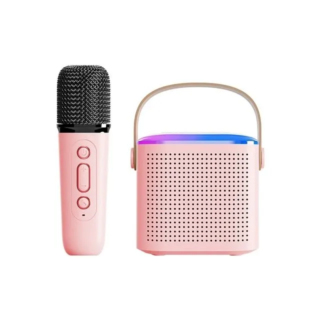 Portable Wirless Karaoke Speakers with 1 Microphones- Pink