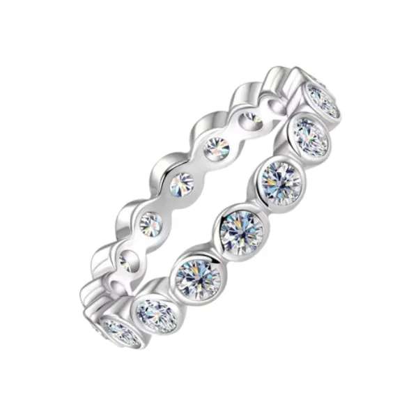 Moissanite Diamond 925 Sterling Silver Clad Eternity Band Ring for Women