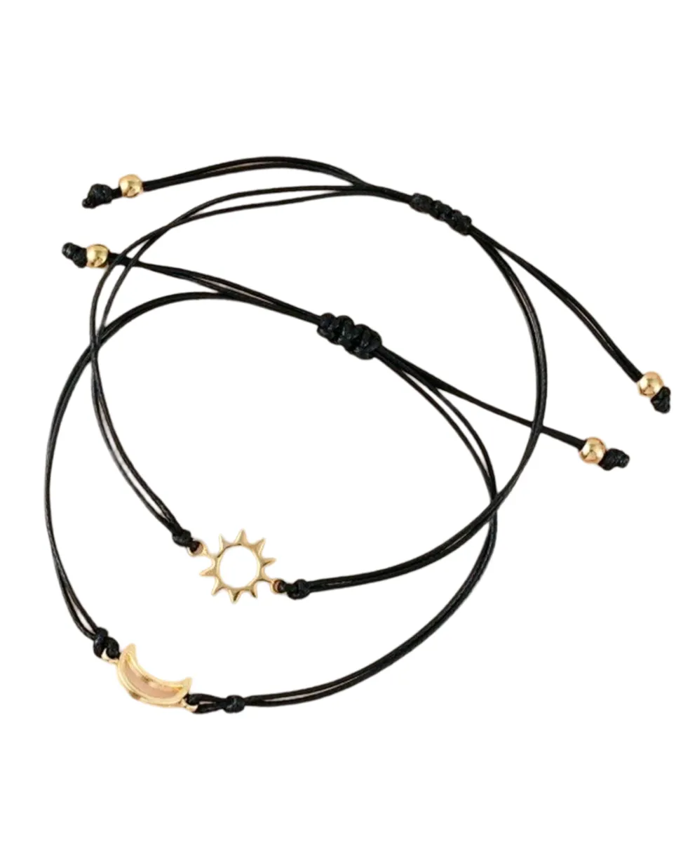 Sun &Moon Bracelets, For Couples /Friends (2 Pieces) - Gold