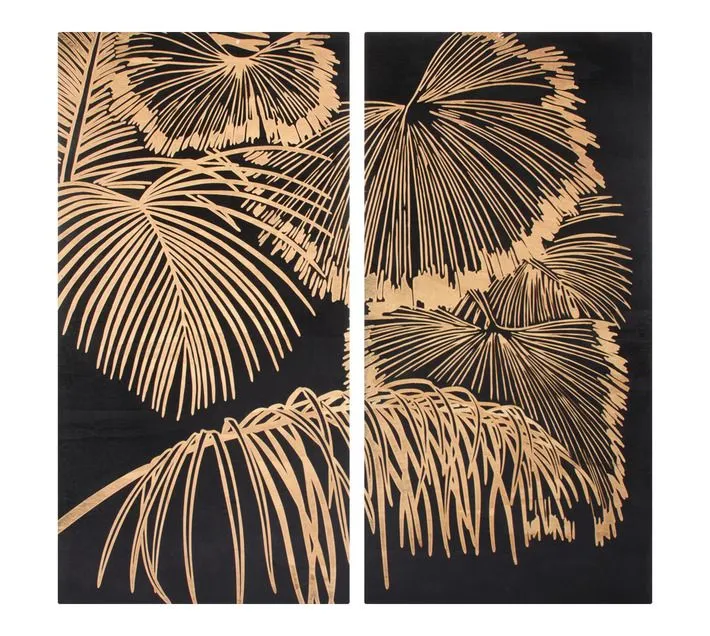 Mixed Palm Plaque Black and Natural 800 x 800 mm