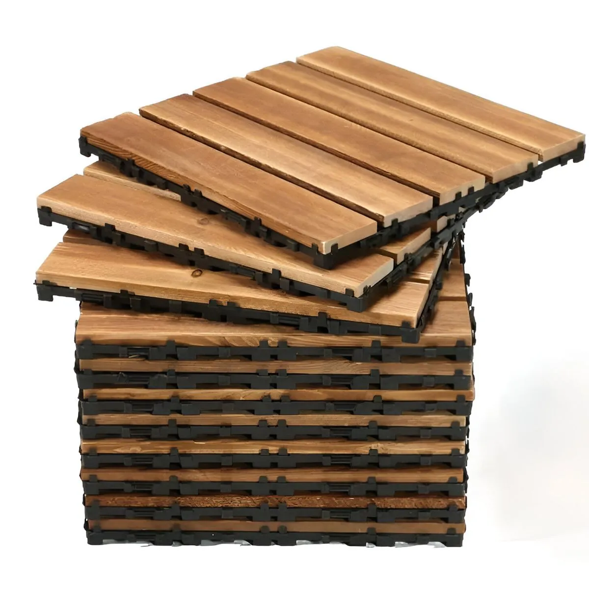 9-Piece Set of Spliced Wooden Flooring for Indoor and Outdoor Use