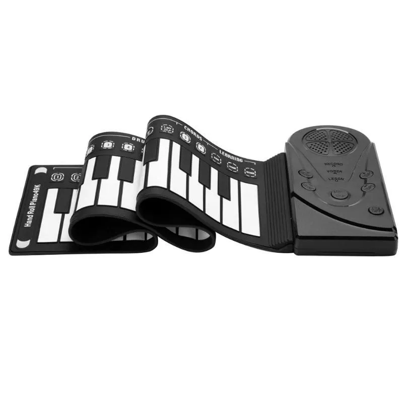 Portable Roll-Up 49-Key Soft Keyboard Piano for kids GG-Q-GQ001 - Black