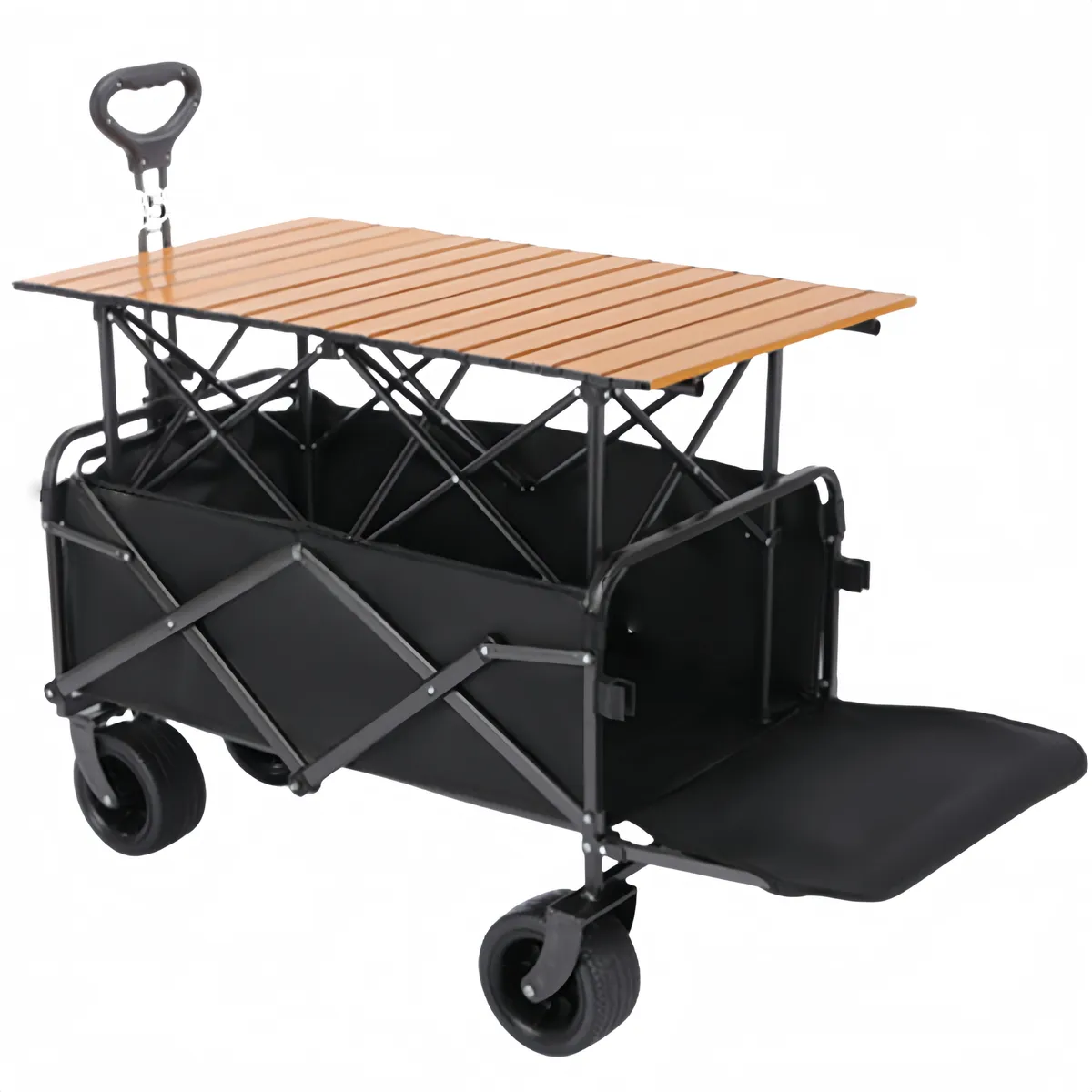 200L Folding Trolley With Extended Tailgate & Table Top For Outdoor
