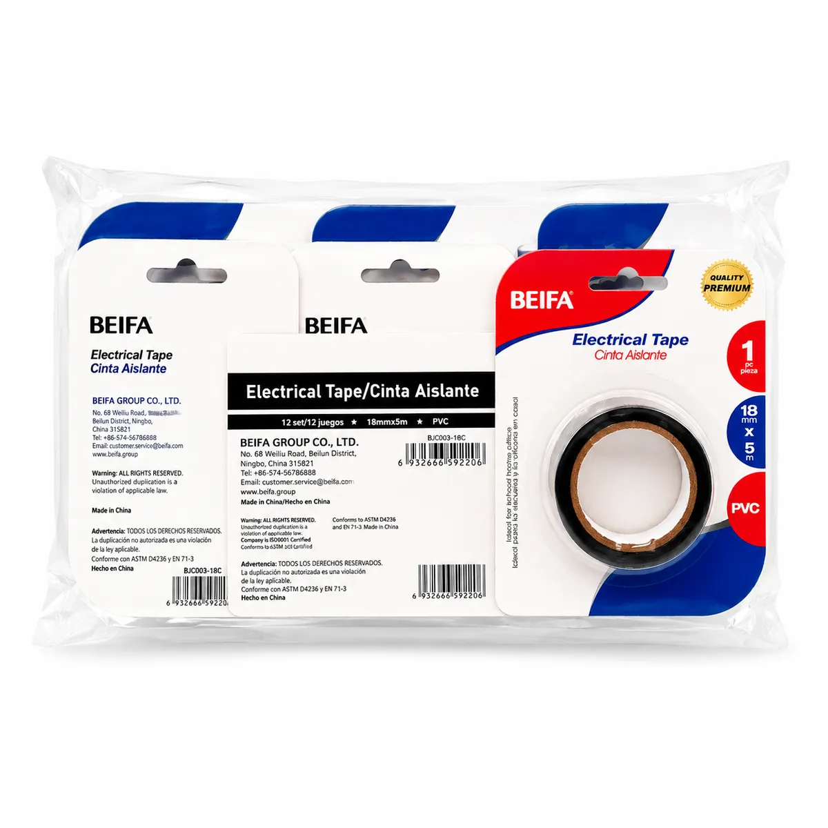 12 PCS BEIFA Electrical Tape 18mm x 5m