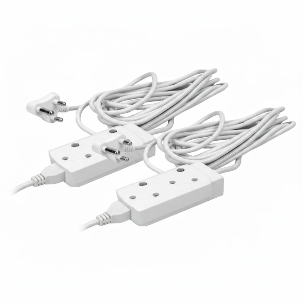 10m Multi Plug Extension Cord with Dual 3-Pin Sockets - 2 Pack