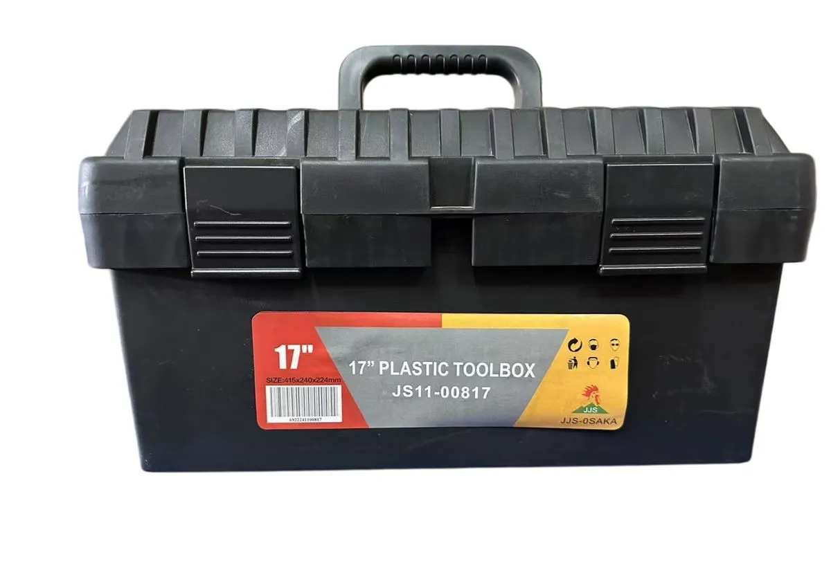 Osaka 17" JS11-00817 Black Heavy-Duty Plastic Tool Box with Tray