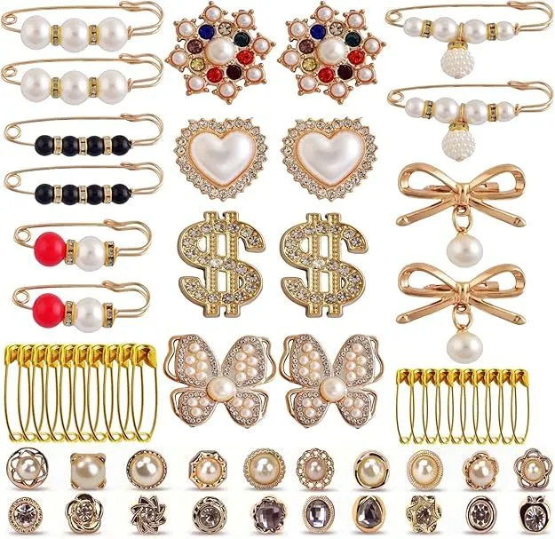 58pcs Charms for Socks Safety Brooches and Pins for Women