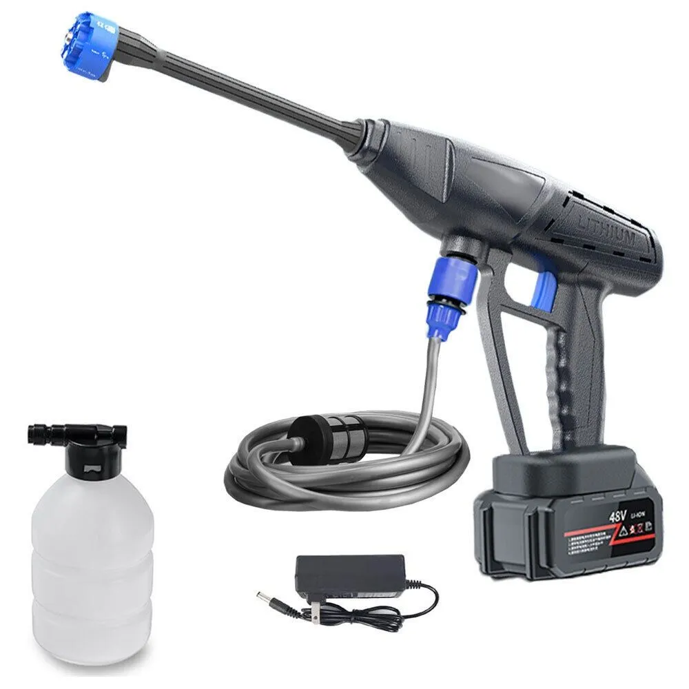 48V High-Pressure Wireless Power Washer: Versatile Cleaning Tool Gun - Blue