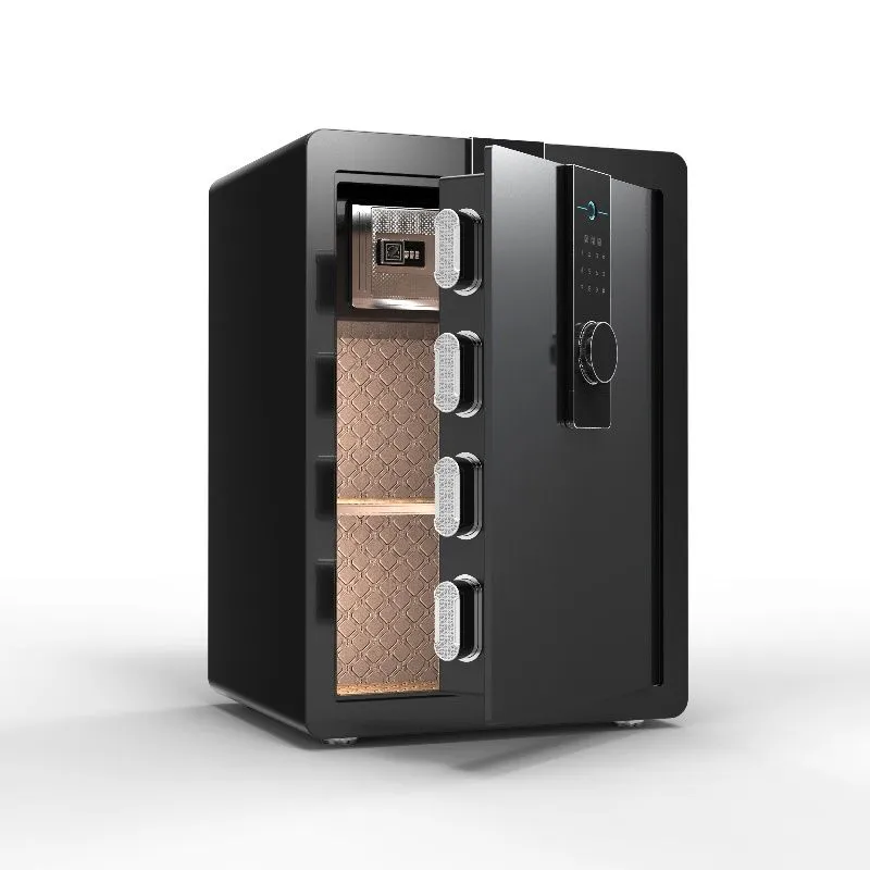 Steel 60cm High Fingerprint Alarmed Security Safety Box with V Touch Screen - Black