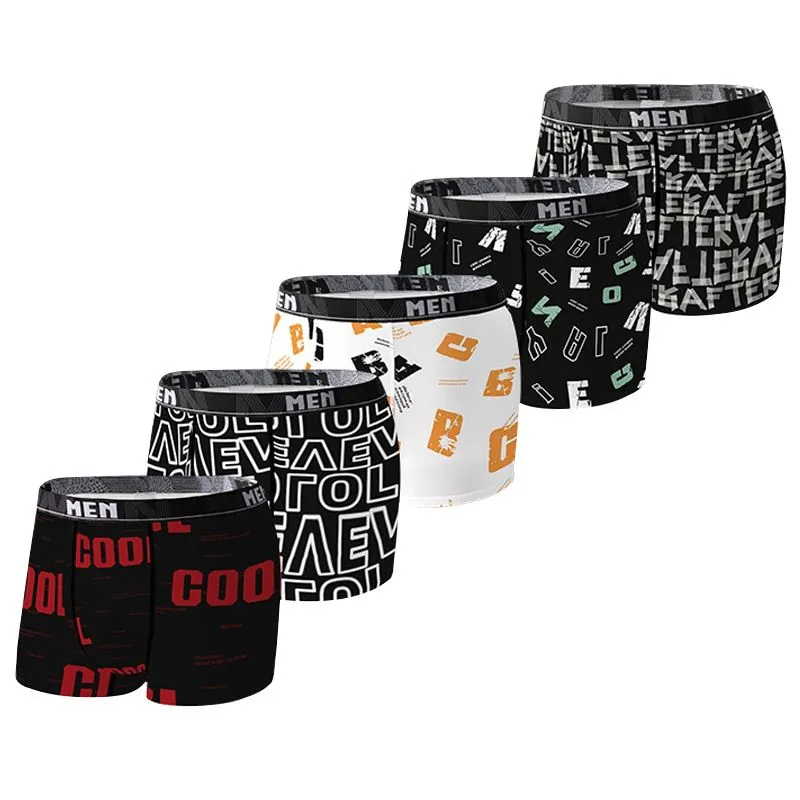 Men's Stylish Printed Boxer Briefs Comfort Underwear - Pack of 5