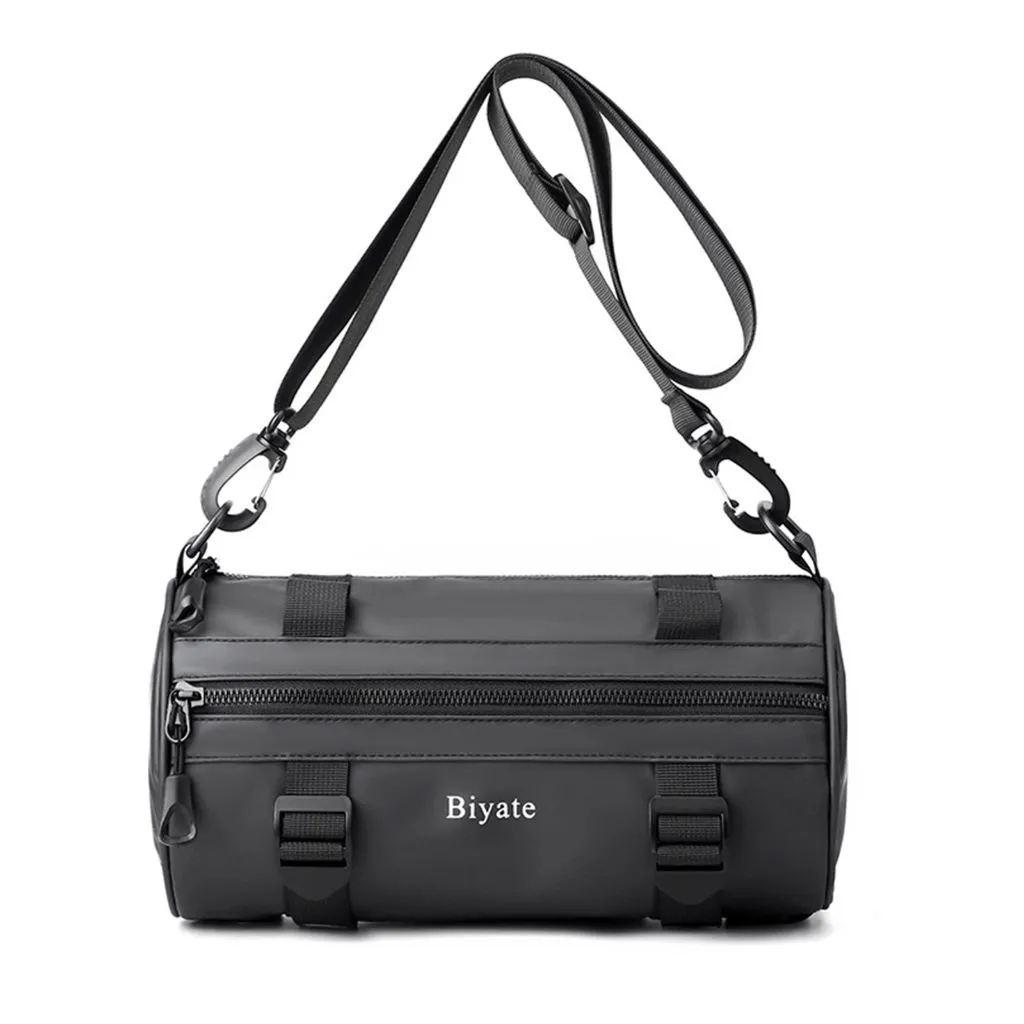 Biyate Men's Single Shoulder Crossbody Chest Round Tube Bag - Grey