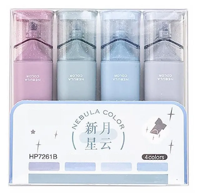 Glitter Shimmer Highlighter Markers - Pack of 4 - Blue palette
