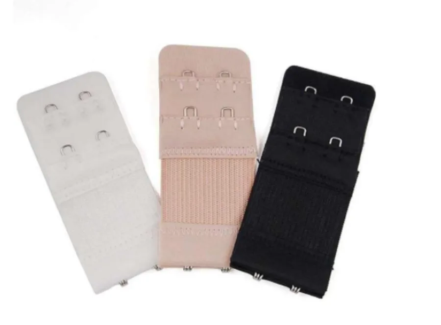 3 Piece Bra Extension Strap Extender, White/Black/Khaki