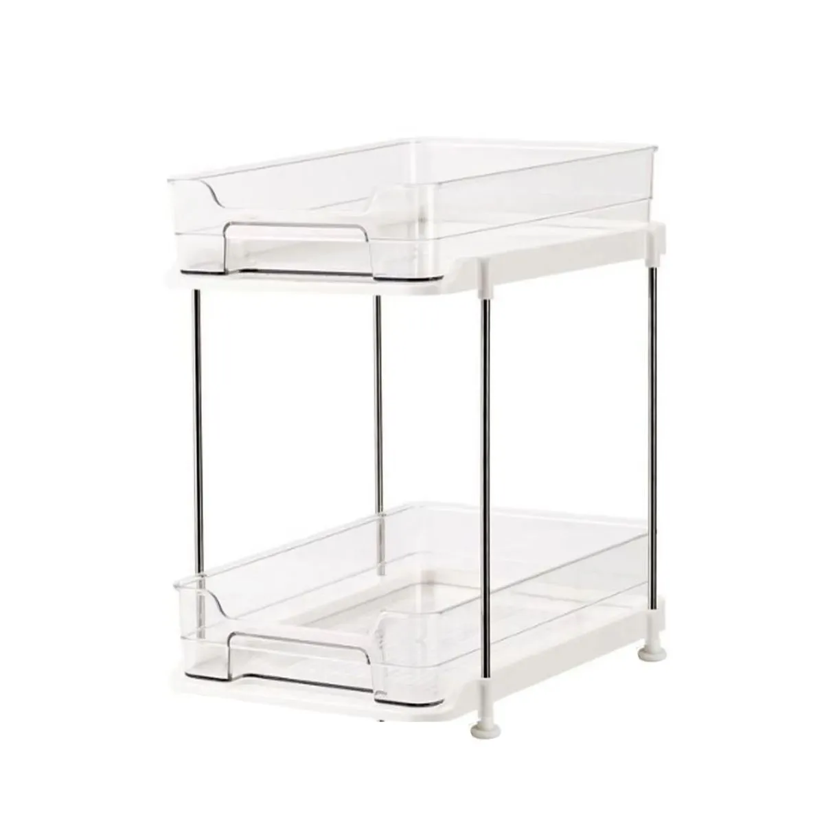 2 Tier Stackable Under Sink slide Out Acrylic Storage Shelves Organizer
