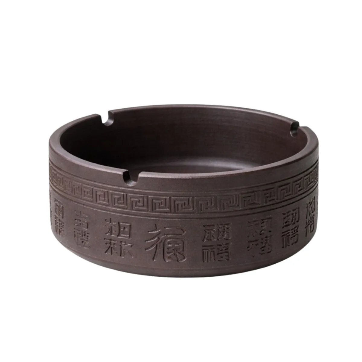 Vintage Chinese Style Ceramic Ashtray - Brown