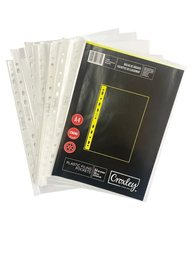 Croxley A4 Filing Pocket 100micron (Pack of 50)