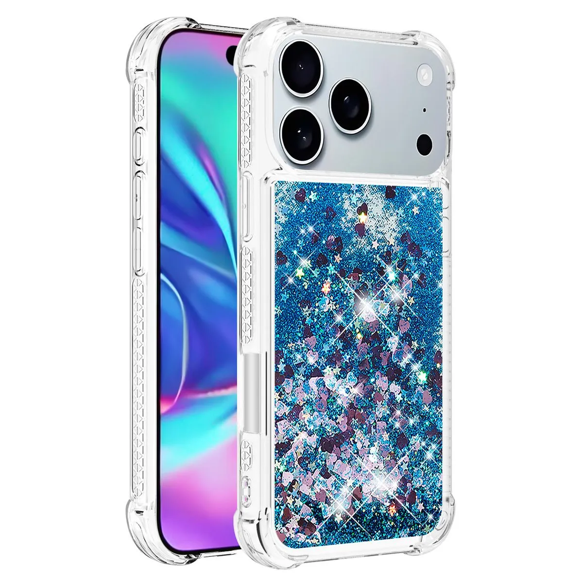 Phone Case Compatible With iPhone 17 Pro Liquid Glitter Case - Blue