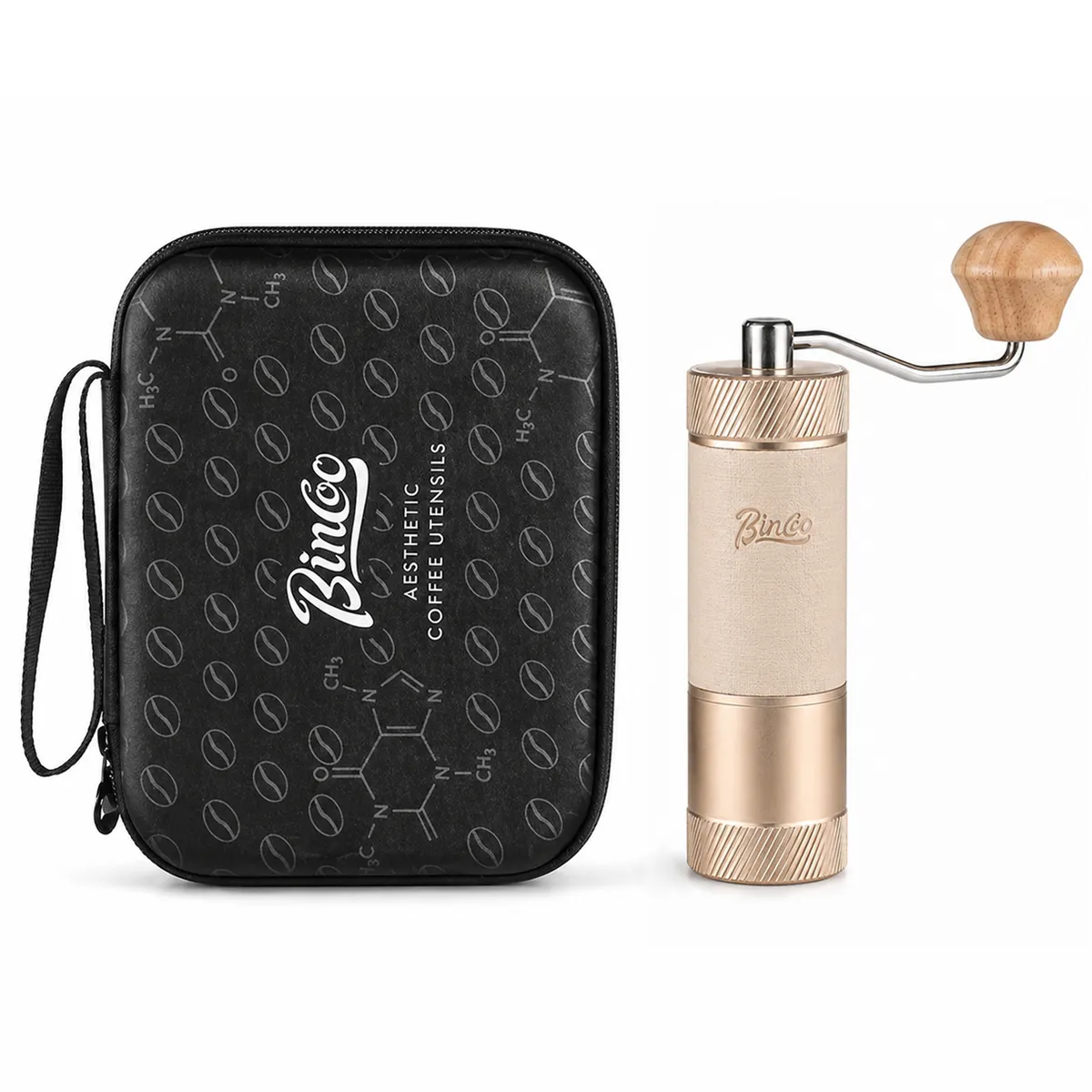 Bincoo - Manual Coffee Grinder Hand Grinder, 6-Setting Portable Coffee Mill