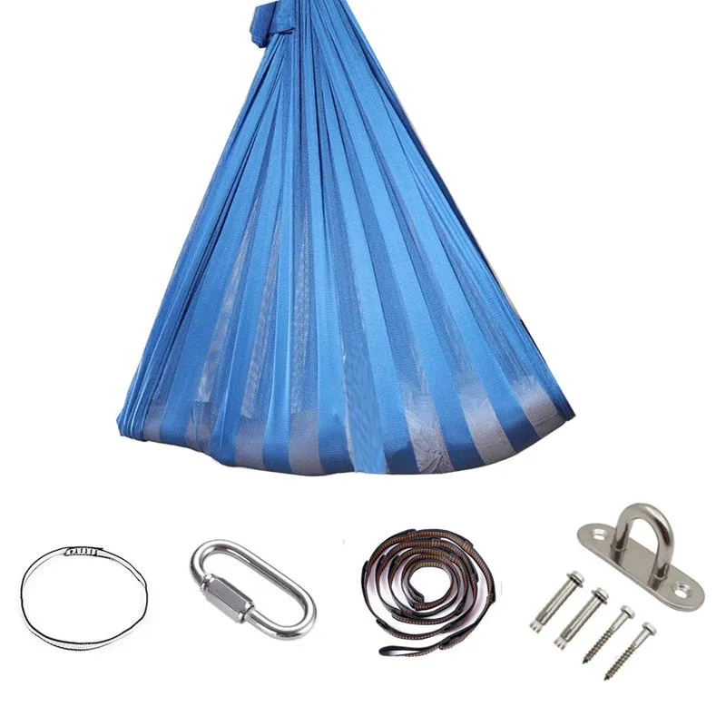 Outdoor Indoor Children Flying Swing Yoga Hammock with Hardware - Blue